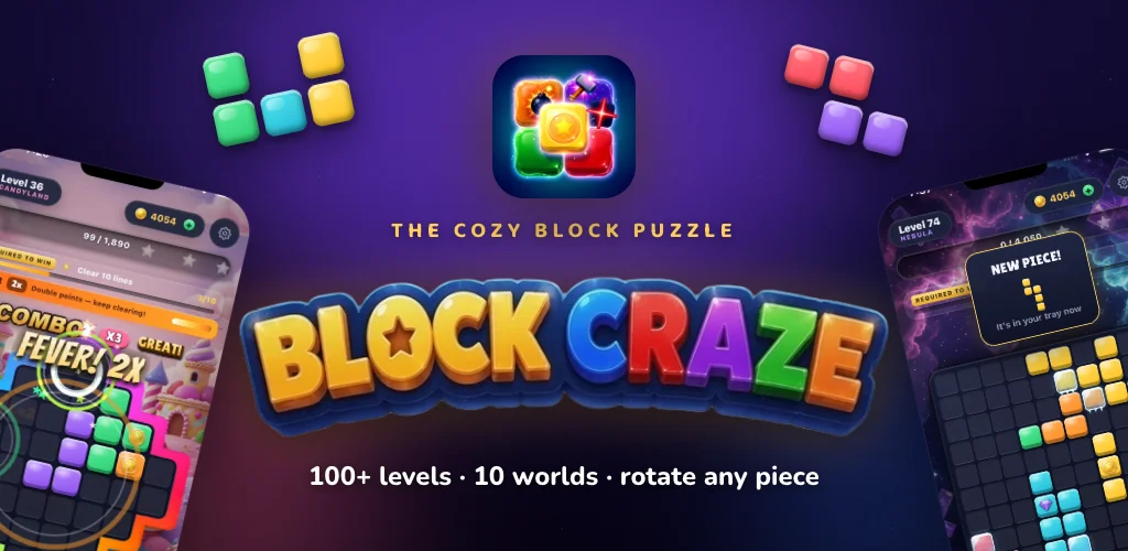 The cozy block puzzle — 150 levels, 10 worlds, rotate any piece