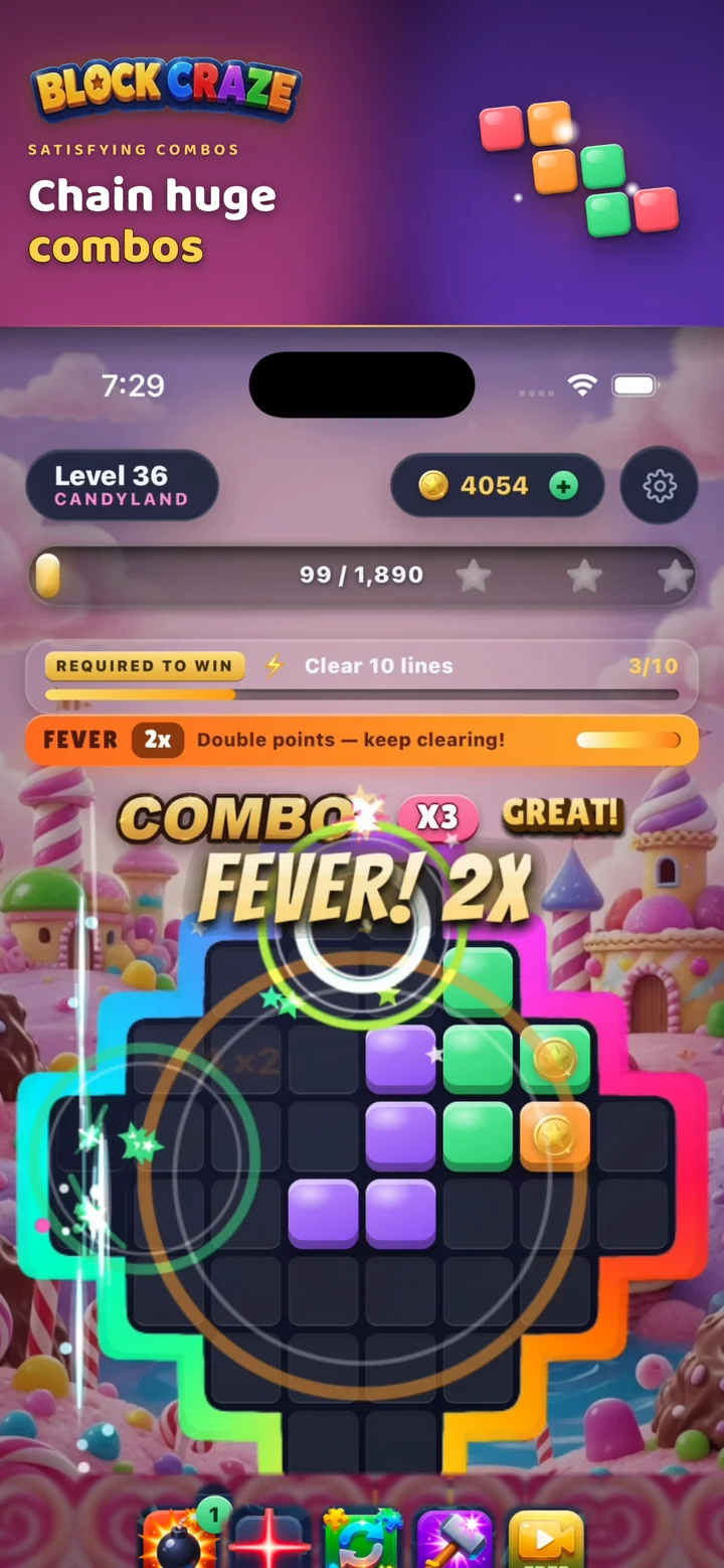 Chain huge combos for double points