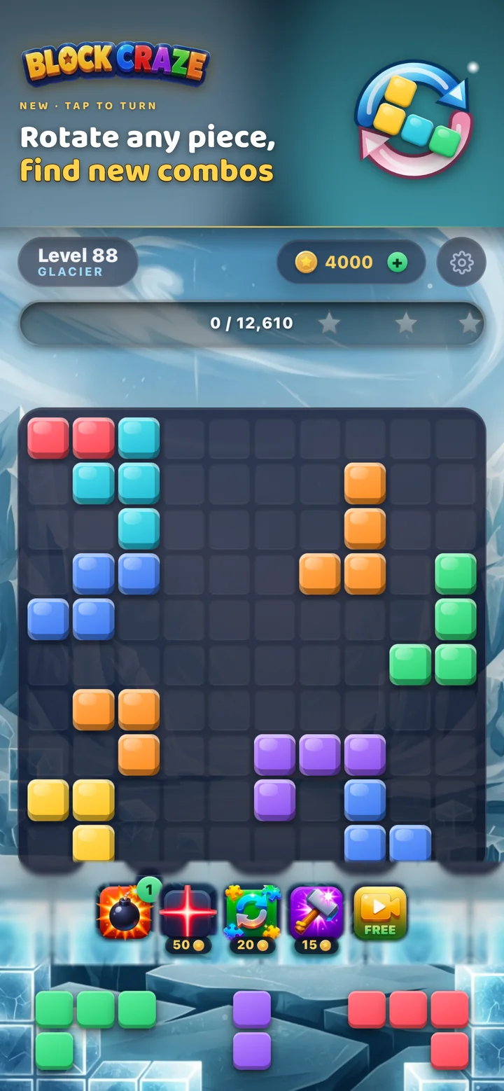 Rotate any piece to find new combos